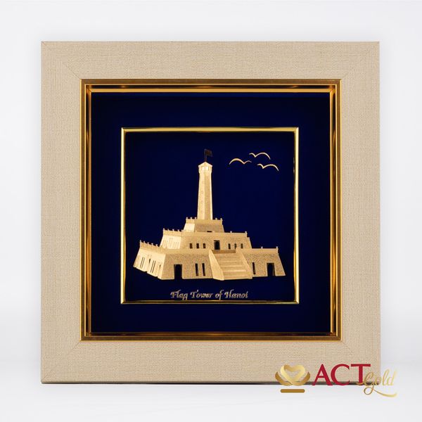 Tranh Cột Cờ Hà Nội dát vàng 24k ACT GOLD ISO 9001:2015