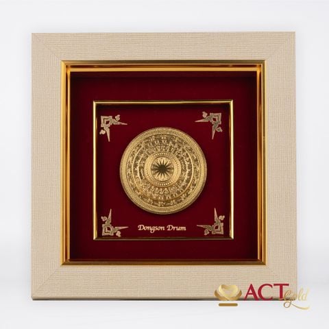 Tranh Mặt Trống Đồng dát vàng 24k ACT GOLD ISO 9001:2015