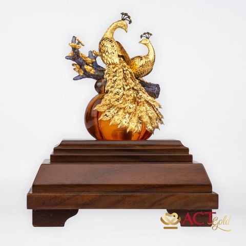 Quà tặng Chim Công dát vàng 24k ACT GOLD ISO 9001:2015
