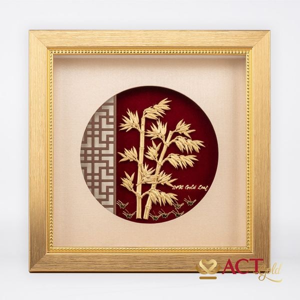 Quà tặng Tranh Cây Trúc dát vàng 24k ACT GOLD ISO 9001:2015