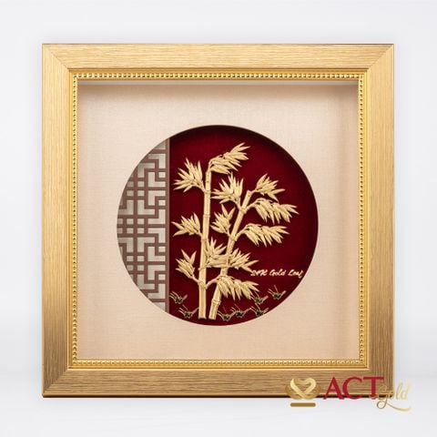 Quà tặng Tranh Cây Trúc dát vàng 24k ACT GOLD ISO 9001:2015