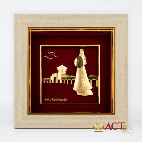 Tranh Chợ Bến Thành dát vàng 24k ACT GOLD ISO 9001:2015