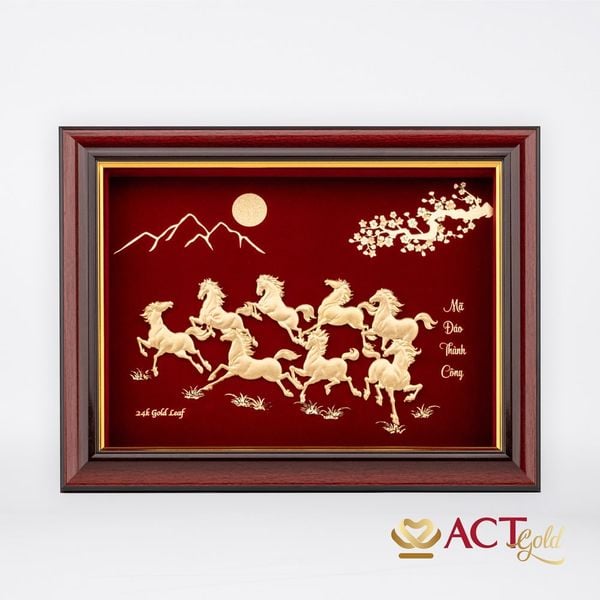 Tranh Bát Mã dát vàng 24k ACT GOLD ISO 9001:2015 (Mẫu 1)