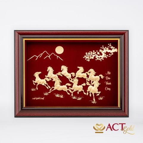 Tranh Bát Mã dát vàng 24k ACT GOLD ISO 9001:2015 (Mẫu 1)