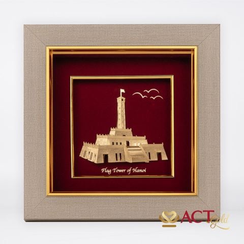 Tranh Cột Cờ Hà Nội dát vàng 24k ACT GOLD ISO 9001:2015
