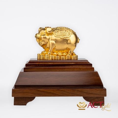 Quà tặng Heo Tài Lộc dát vàng 24k ACT GOLD ISO 9001:2015 (Mẫu 3)
