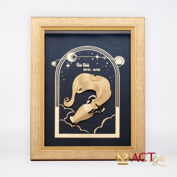 Quà tặng Tranh Cung Bảo Bình dát vàng 24k ACT GOLD ISO 9001:2015