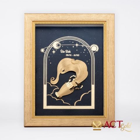 Quà tặng Tranh Cung Bảo Bình dát vàng 24k ACT GOLD ISO 9001:2015