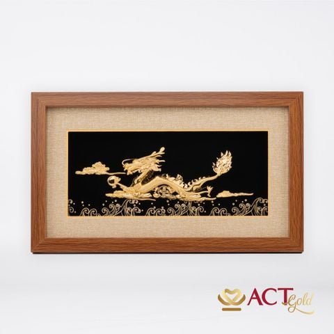 Quà tặng Tranh Rồng Phú Quý dát vàng 24k ACT GOLD ISO 9001:2015
