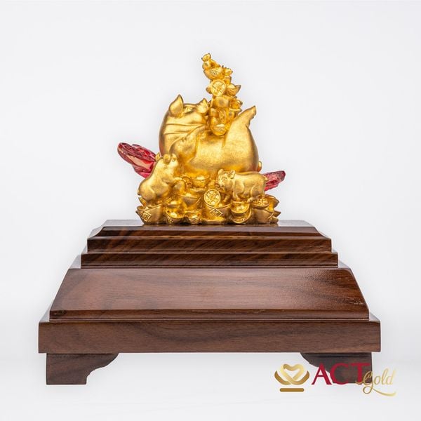 Quà tặng Heo Tài Lộc dát vàng 24k ACT GOLD ISO 9001:2015 (Mẫu 5)