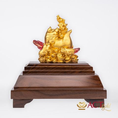 Quà tặng Heo Tài Lộc dát vàng 24k ACT GOLD ISO 9001:2015 (Mẫu 5)