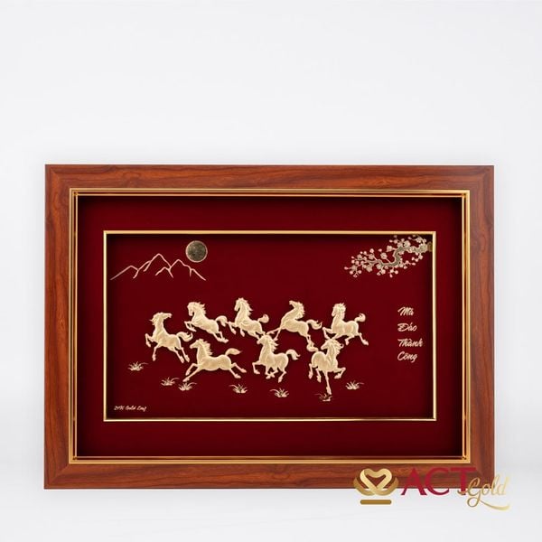 Tranh Bát Mã dát vàng 24k ACT GOLD ISO 9001:2015