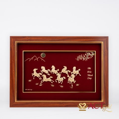 Tranh Bát Mã dát vàng 24k ACT GOLD ISO 9001:2015