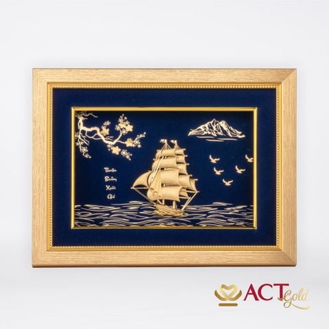 Quà tặng tranh Thuyền dát vàng 24k ACT GOLD ISO 9001:2015
