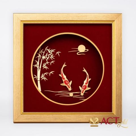 Quà tặng Tranh Song Ngư dát vàng 24k ACT GOLD ISO 9001:2015