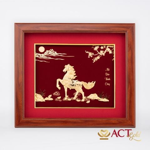 Tranh Lộc Mã dát vàng 24k ACT GOLD ISO 9001:2015