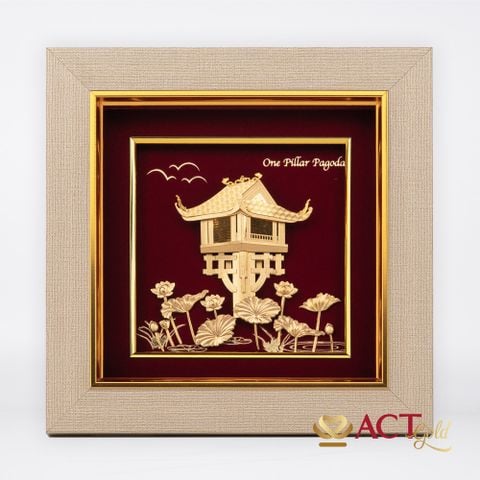 Tranh Chùa Một Cột dát vàng 24k ACT GOLD ISO 9001:2015