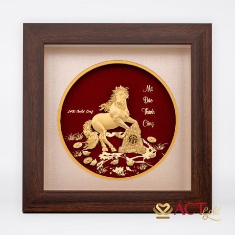 Quà tặng Tranh Ngựa dát vàng 24k ACT GOLD ISO 9001:2015