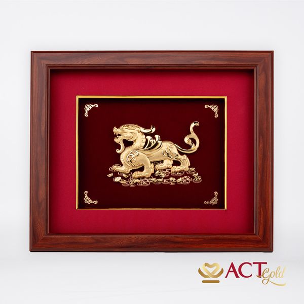 Quà tặng Tranh Tỳ Hưu dát vàng 24k ACT GOLD ISO 9001:2015
