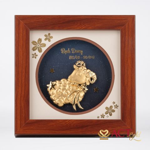 Quà tặng Tranh Cung Bạch Dương dát vàng 24k ACT GOLD ISO 9001:2015