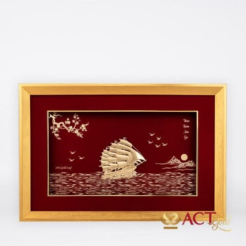 Quà tặng tranh Thuyền dát vàng 24k ACT GOLD ISO 9001:2015