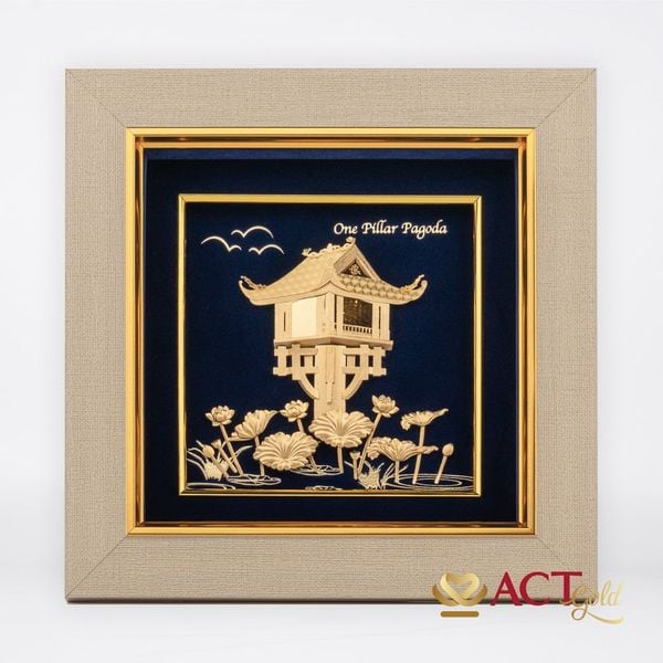 Tranh Chùa Một Cột dát vàng 24k ACT GOLD ISO 9001:2015