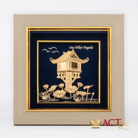 Tranh Chùa Một Cột dát vàng 24k ACT GOLD ISO 9001:2015