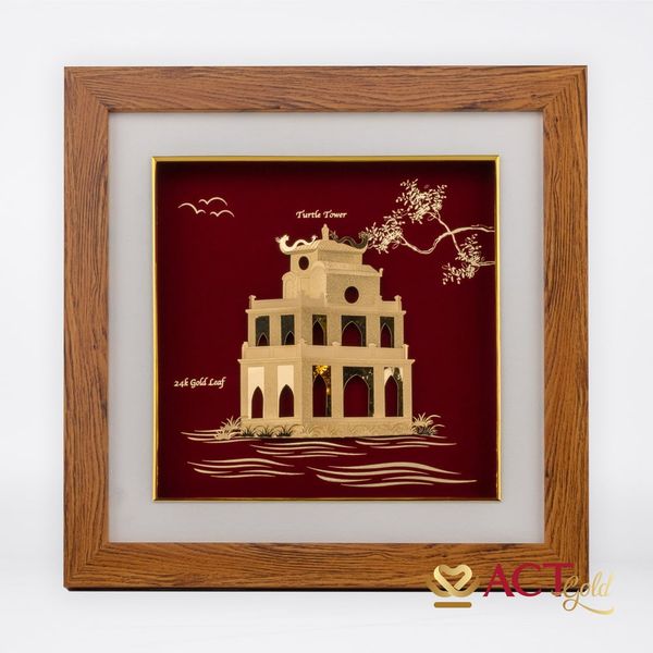 Quà Tặng Tranh Tháp Rùa dát vàng 24k ACT GOLD ISO 9001:2015 (Mẫu 2)
