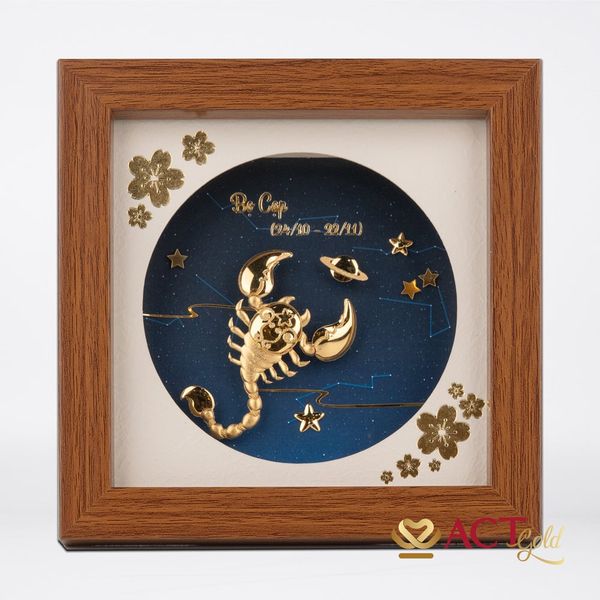 Quà tặng Tranh Cung Bọ Cạp dát vàng 24k ACT GOLD ISO 9001:2015