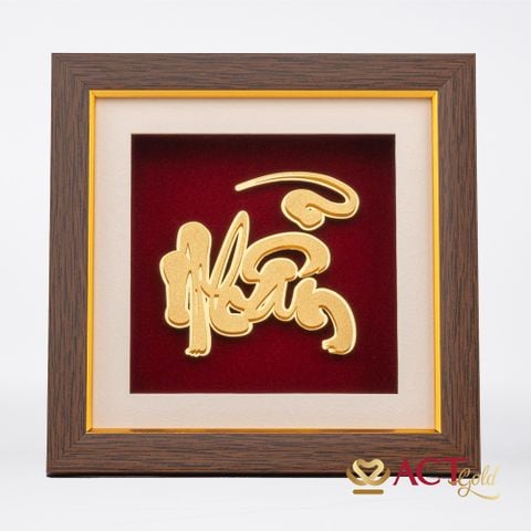 Quà tặng Tranh Chữ Nhẫn dát vàng 24k ACT GOLD ISO 9001:2015