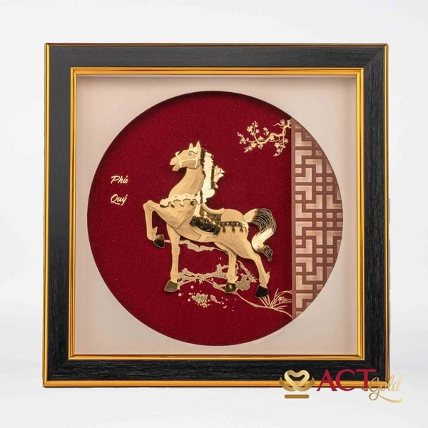 Tranh Ngựa Tài Lộc dát vàng 24k ACT GOLD ISO 9001:2015 (Mẫu 2)
