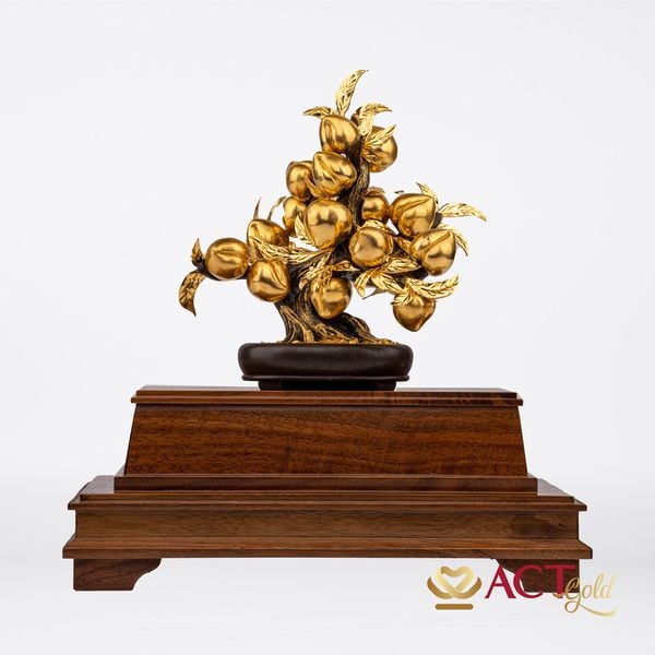 Quà tặng Đào trường thọ dát vàng 24k ACT GOLD ISO 9001:2015