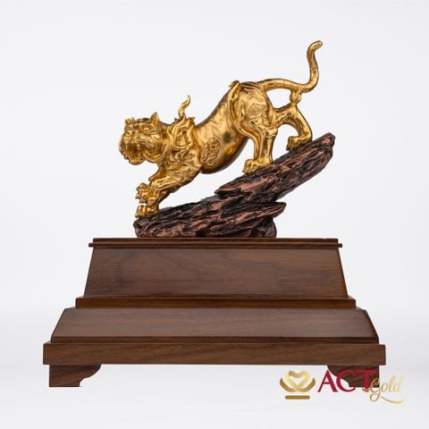 Quà tặng Biểu Trưng Bạch Hổ dát vàng 24k ACT GOLD ISO 9001:2015