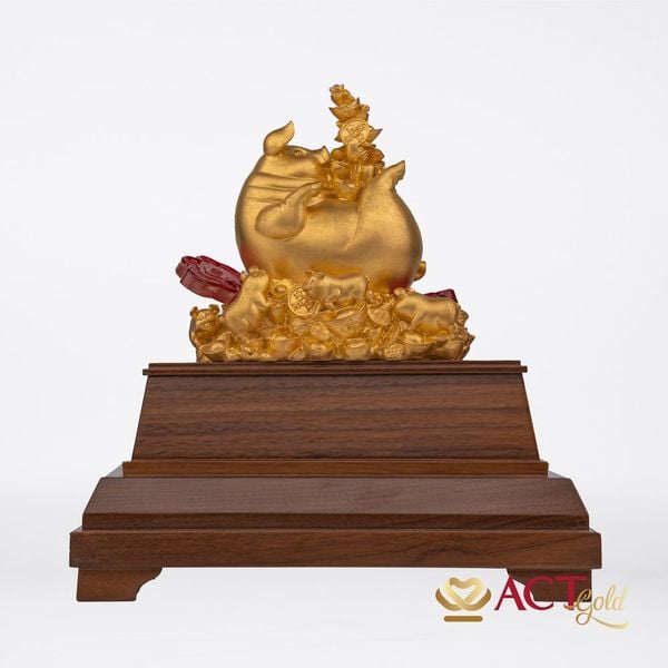 Quà tặng Heo Tài Lộc dát vàng 24k ACT GOLD ISO 9001:2015 (Mẫu 4)