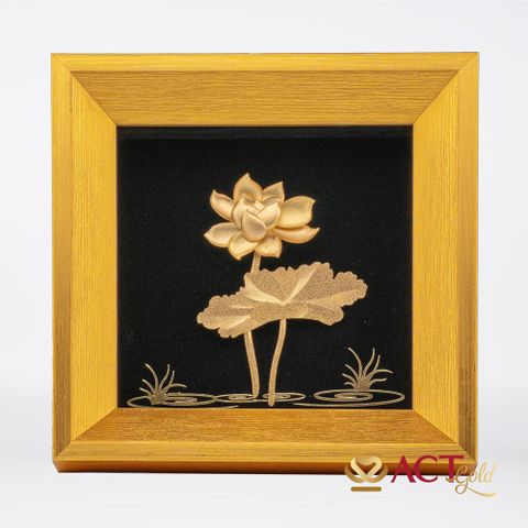 Quà tặng Tranh Hoa Sen dát vàng 24k ACT GOLD ISO 9001:2015