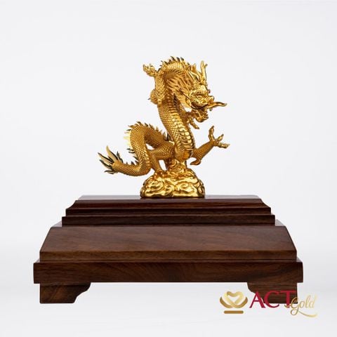Quà tặng Tượng Rồng (Thanh Long) dát vàng 24k ACT GOLD ISO 9001:2015