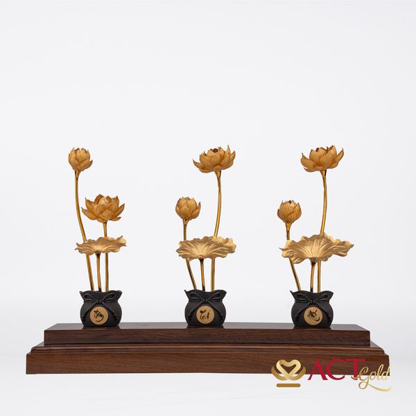 Quà tặng Hồ Sen Tâm Trí Đức dát vàng 24k ACT GOLD ISO 9001:2015