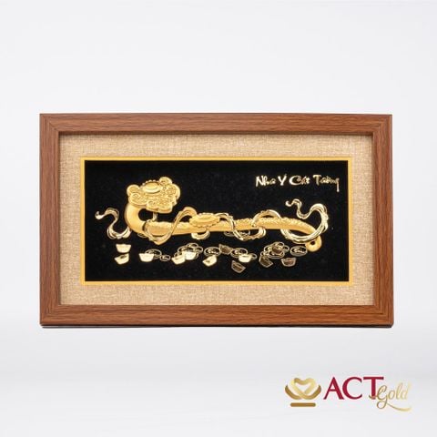 Quà tặng Tranh Gậy Như Ý dát vàng 24k ACT GOLD ISO 9001:2015