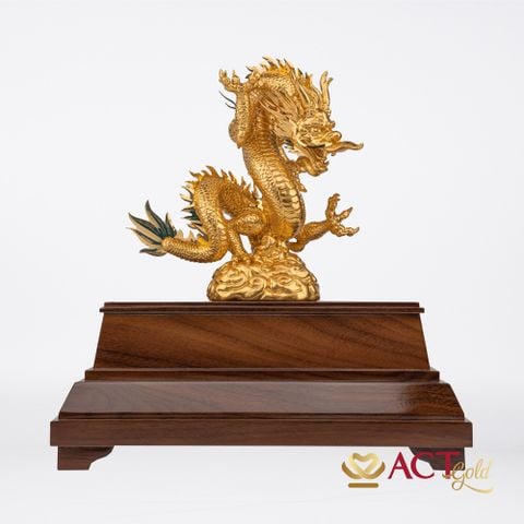 Quà tặng tượng Rồng Thanh Long dát vàng 24k ACT GOLD ISO 9001:2015