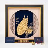Quà tặng tranh Đôi Chim Công dát vàng 24k ACT GOLD ISO 9001:2015 (Mẫu 5)