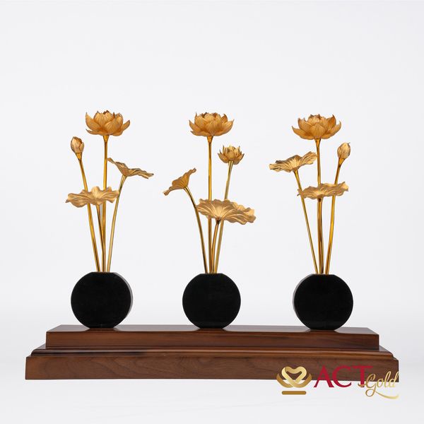 Quà tặng Hồ Sen 12 Nhánh dát vàng 24k ACT GOLD ISO 9001:2015