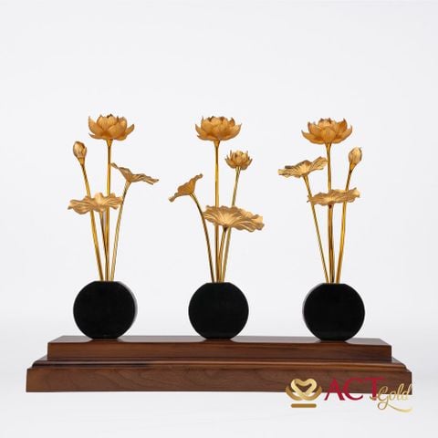 Quà tặng Hồ Sen 12 Nhánh dát vàng 24k ACT GOLD ISO 9001:2015