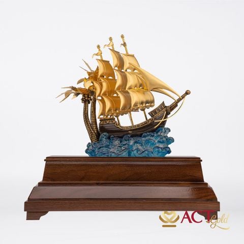 Quà tặng Thuyền Buồm dát vàng 24k ACT GOLD ISO 9001:2015