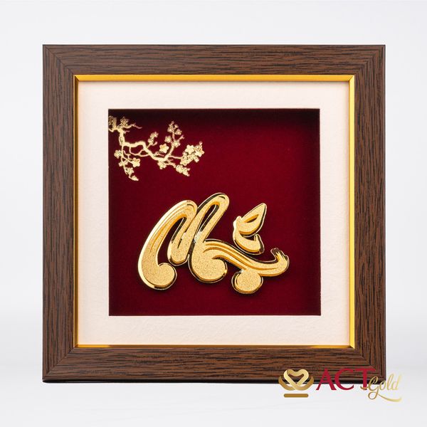 Quà tặng Tranh Chữ Mẹ dát vàng 24k ACT GOLD ISO 9001:2015