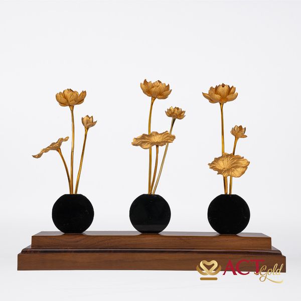 Quà tặng Hồ Sen 9 Nhánh dát vàng 24k ACT GOLD ISO 9001:2015