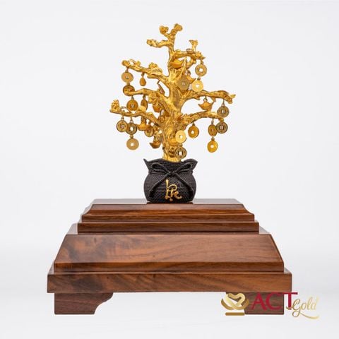 Quà tặng Chậu Cây Tài Lộc dát vàng 24k ACT GOLD ISO 9001:2015