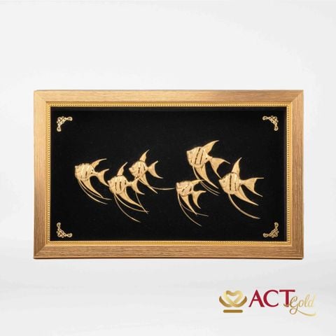 Quà tặng tranh Đàn Cá dát vàng 24k ACT GOLD ISO 9001:2015