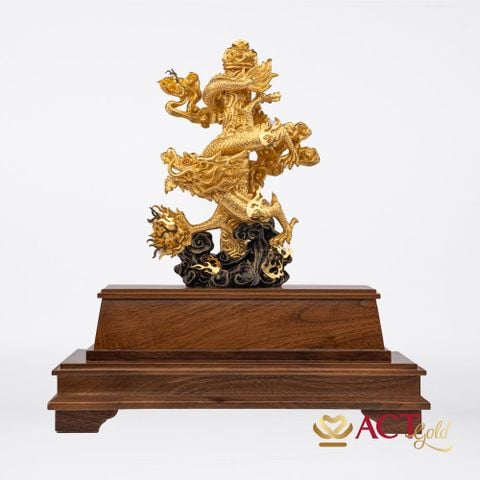 Quà tặng Rồng Cuốn Cột dát vàng 24k ACT GOLD ISO 9001:2015
