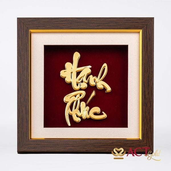 Quà tặng Tranh Chữ Hạnh Phúc dát vàng 24k ACT GOLD ISO 9001:2015