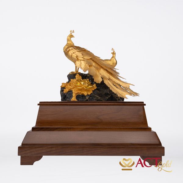 Quà tặng Chim Công dát vàng 24k ACT GOLD ISO 9001:2015 (Mẫu 2)